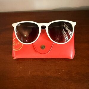 Ray Ban 6314/11 Erika. White frame, gold hinge, black ear piece. Never worn